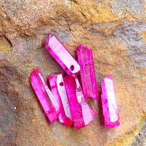 6 Pieces of Pink Quartz Spike Beads, NWT, Drilled